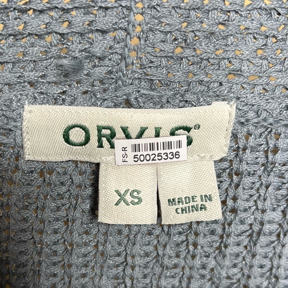 Orvis Women’s XS Green Blue Cardigan Cozy Ribbed Oversized Open Front Sweater - Picture 7 of 9